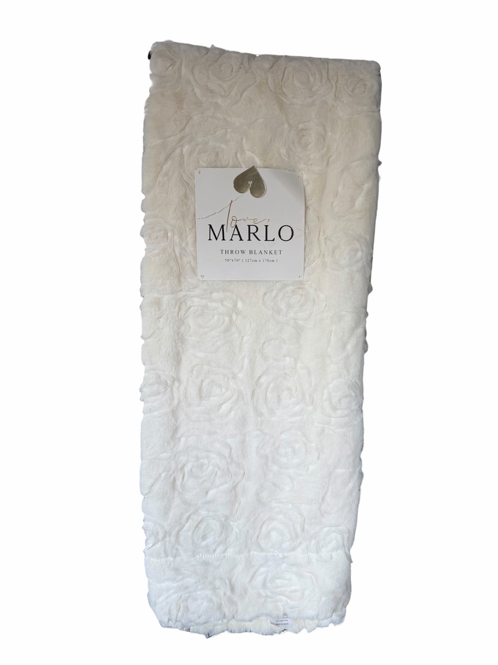 Love, Marlo Ivory Rose Faux Fur Throw Blanket 50” x 70” Plush Soft Cozy NWT